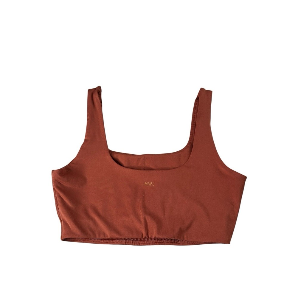 MADEWELL FLEX SQUARE-NECK SPORTS BRA IN BRICK RED SIZE SMALL - Picture 2 of 7